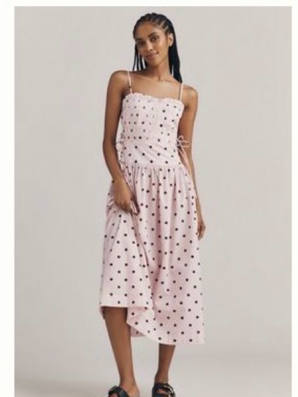 Damson Madder Pink Polka Dot Sundress with Adjustable/Removable Straps